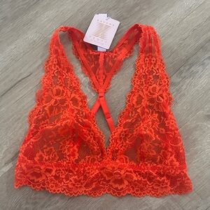 Savage Fenty Lacy V-Front Racerback Bralette - Orange